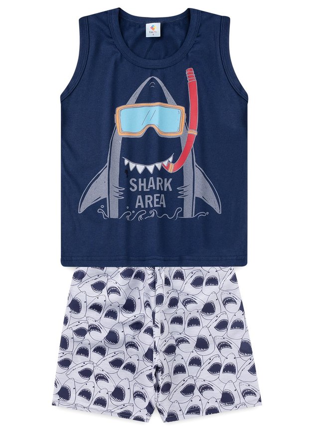 Conjunto Infantil Regata Tubarão Marinho A201136 - Ease Kids Conjunto Infantil Regata Tubarão Marinho A201136 - Ease Kids
