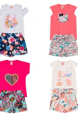 kit lote 4 conjunto infantil menina laluna modas
