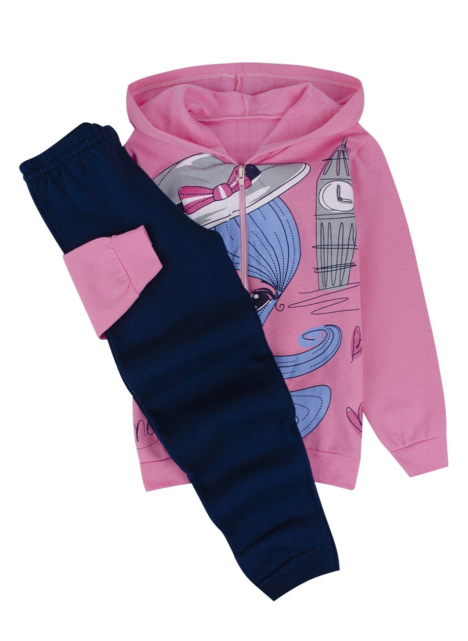 Conjunto Moletom Bebê Menina Lovely Rosa - Brandili