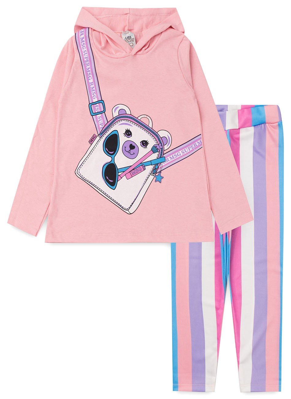 Conjunto de roupas de meia-temporada rosa para meninas ilustração