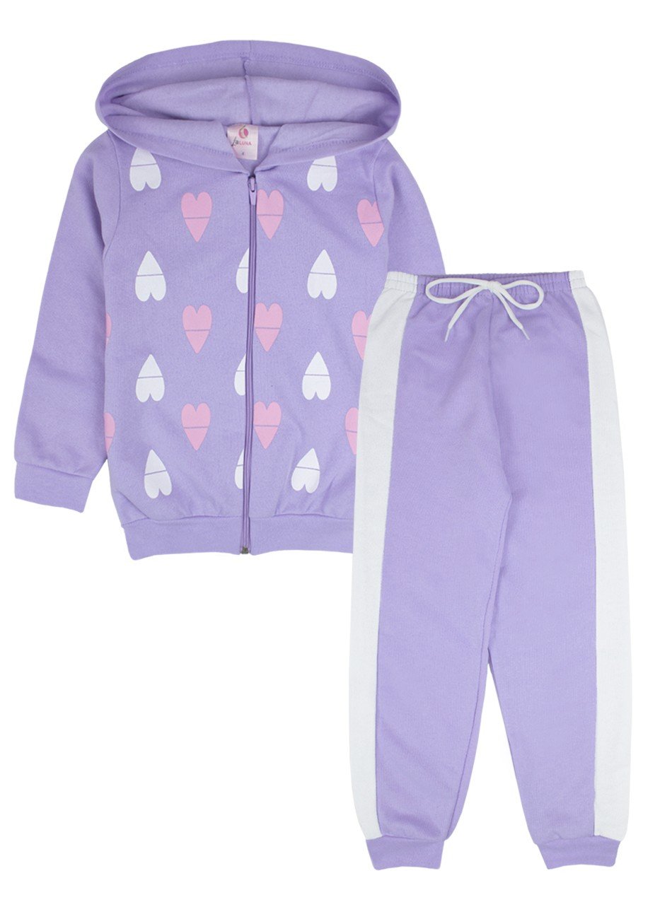 Conjunto Infantil Feminino Moletom C/Capuz Unicórnio Rosa 0488 - Laluna