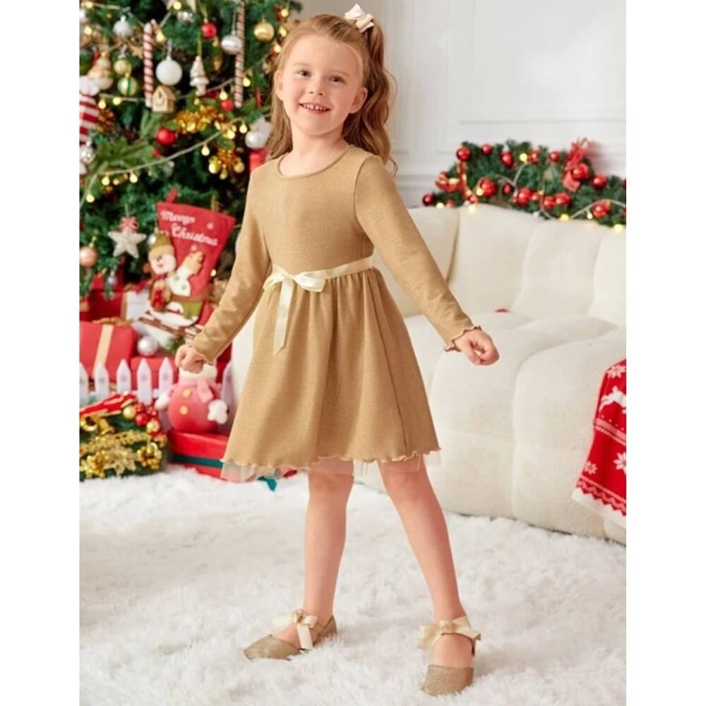 Look Infantil para o Natal Vestido Neutro