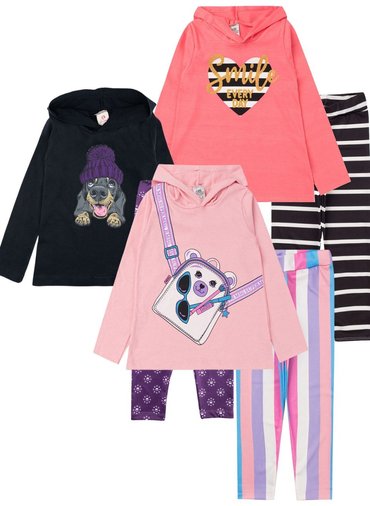 Conjunto Infantil Feminino Moletom C/Capuz Unicórnio Rosa 0488 - Laluna