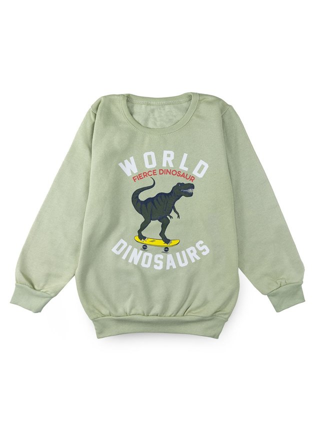 01 conjunto infantil masculino moletom world dinosaurs verde 1210 mini kids