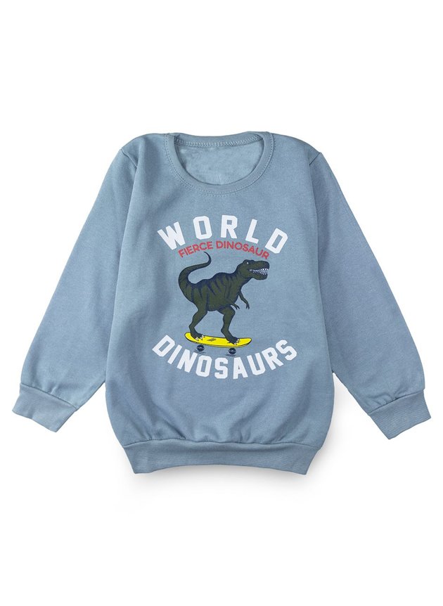 01 conjunto infantil masculino moletom world dinosaurs cinza 1210 mini kids