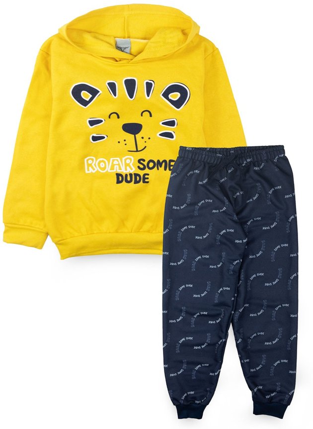 Conjunto de moletom com capuz com estampa de tigre, conjunto