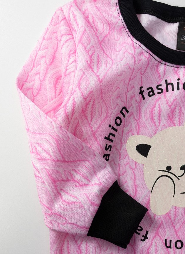 02 conjunto moletom feminino fashion tricot rosa 0202 laluna