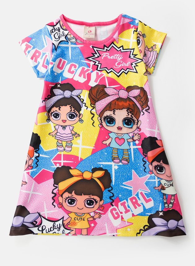 01 vestido infantil manga curta dolls rosa 0076 laluna