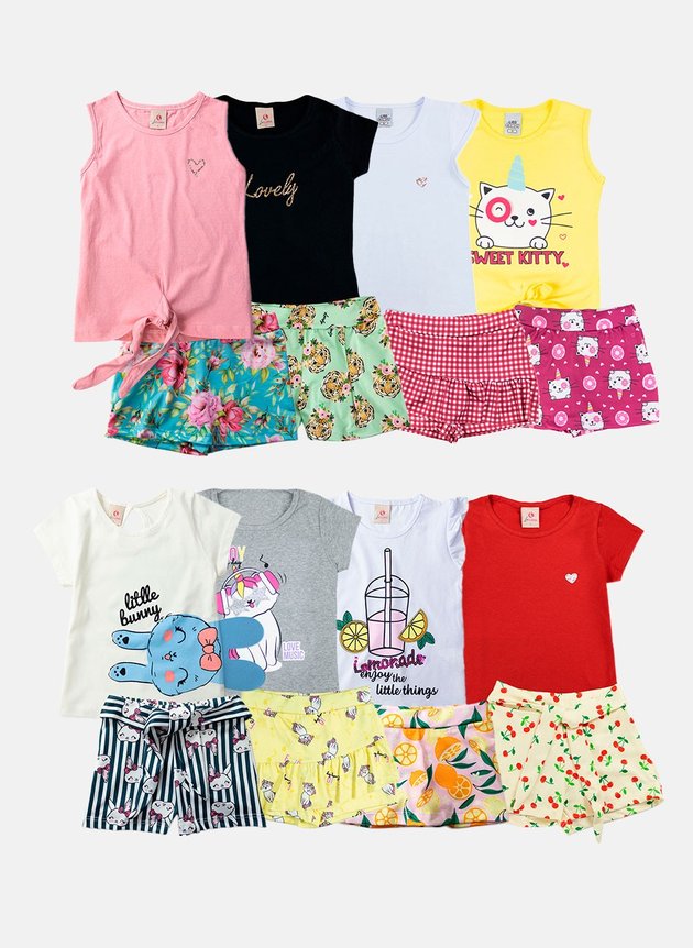 Atacado de Roupa Infantil Feminina, T-shirt, Moletom e outros