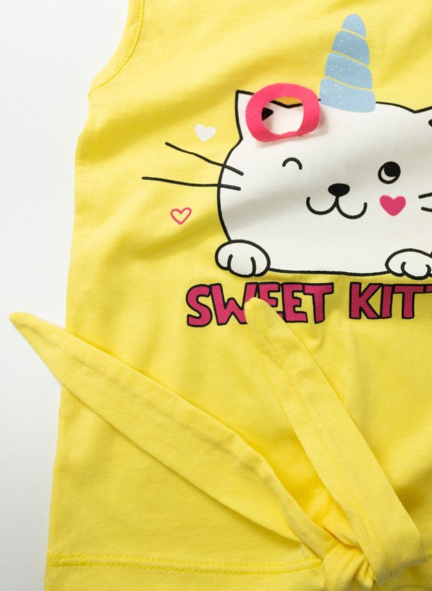 03 conjunto infantil feminino interativo sweet kitty amarelo 362 liss candy