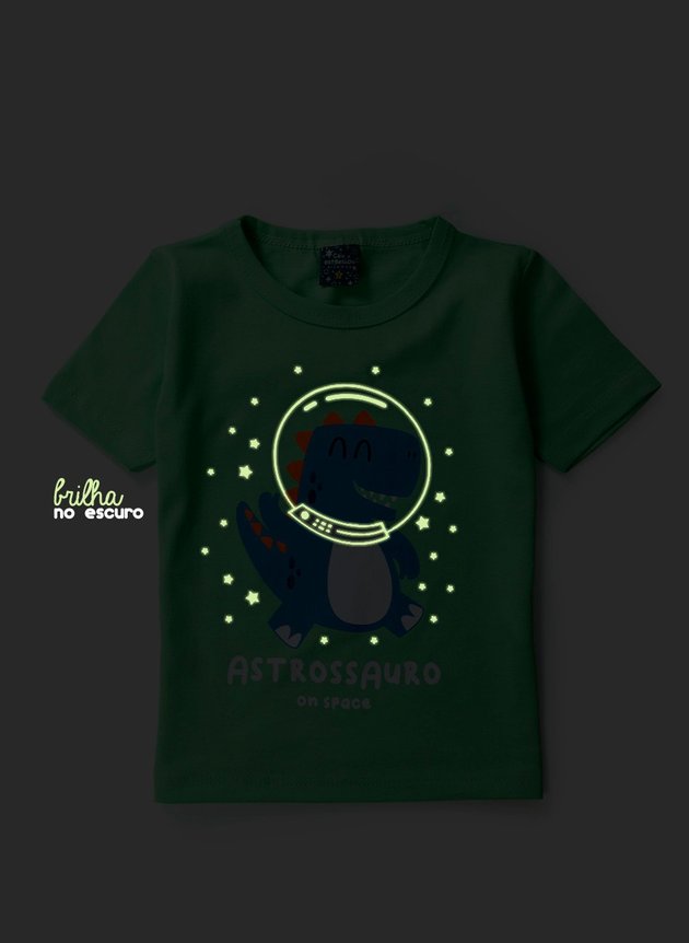 01 pijama infantil masculino astrossauro brilha no escuro verde 1108 ceu estrelado
