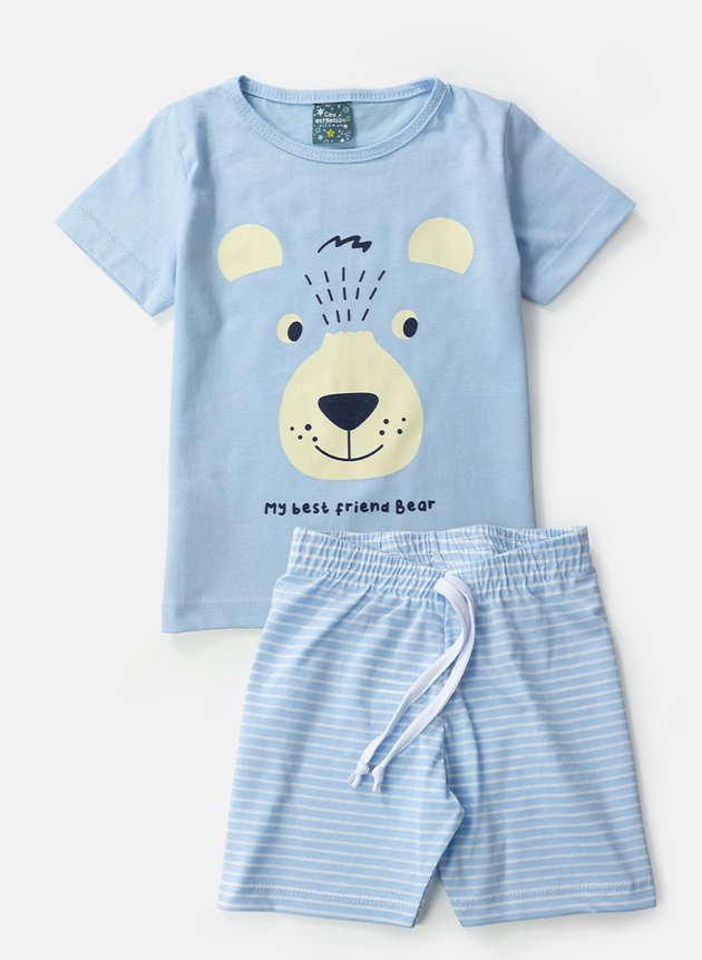 03 pijama infantil masculino bear azul 1110 ceu estrelado