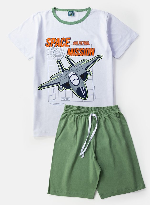 02 pijama infantil masculino space mission branci 1120 ceu estrelado