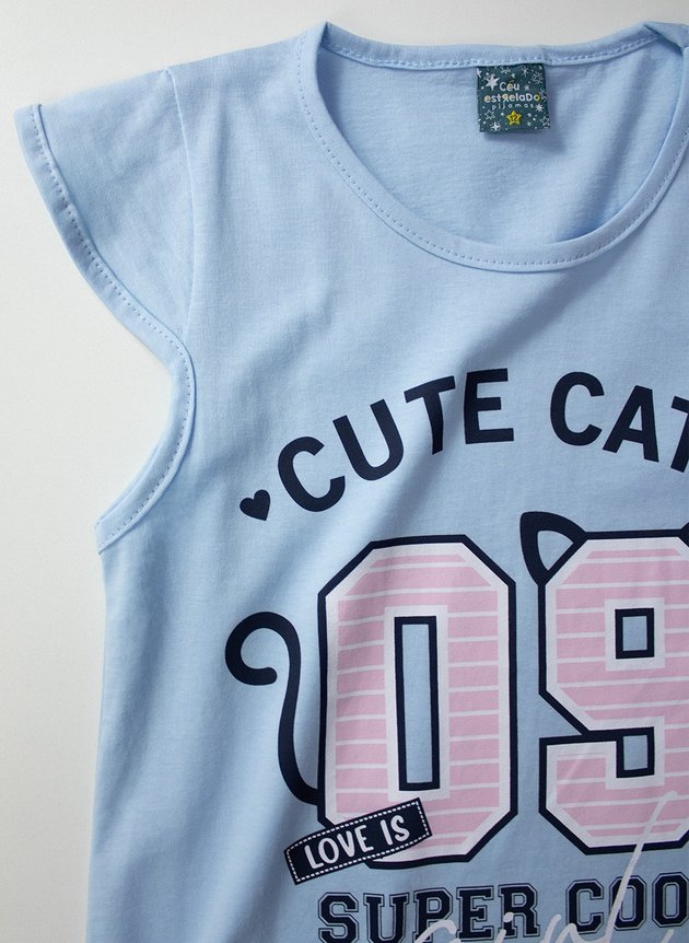 05 pijama infantil feminino cute cats rosa 1104 ceu estrelado