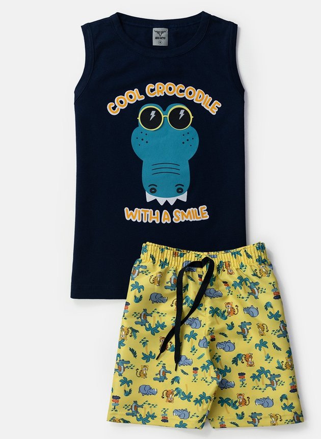 09 conjunto infantil masculino cool crocodile marinho 0217 keki boys